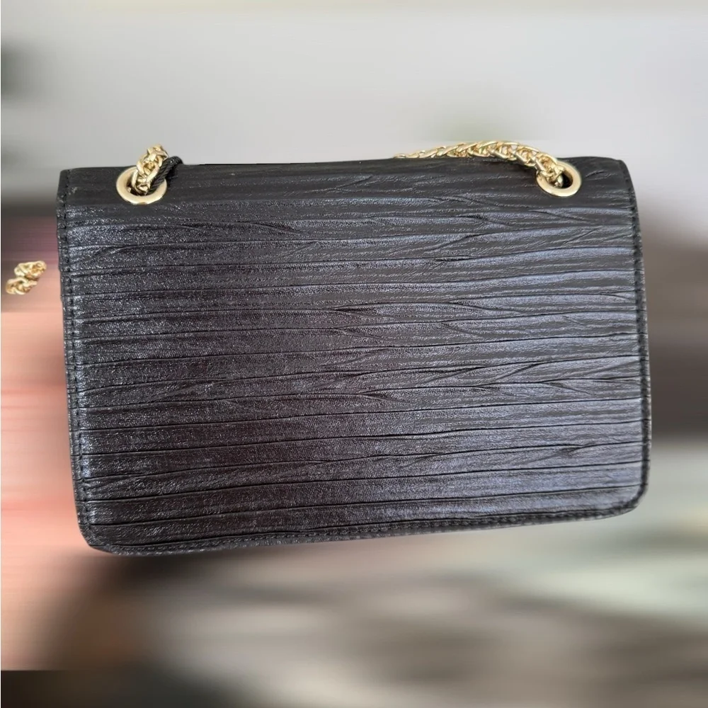 Kate Landry Black Evening Bag with Gold Chain NWT